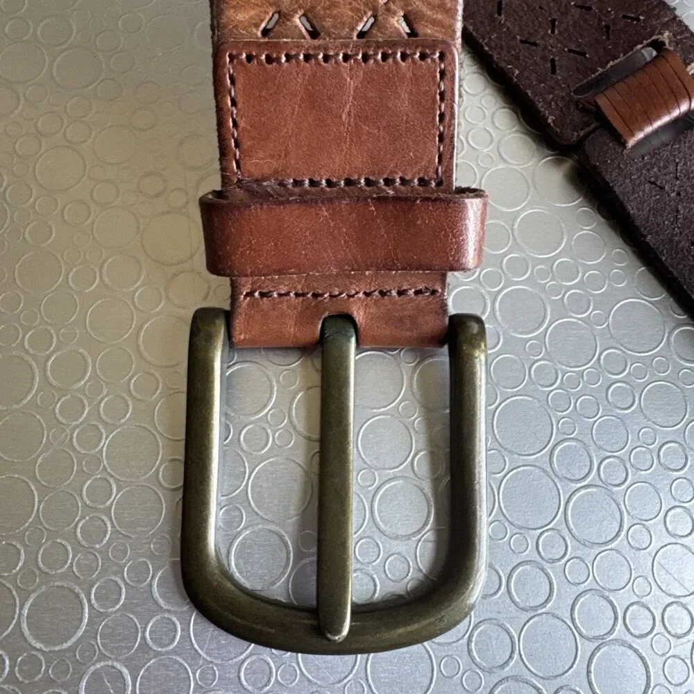 Vintage The Buckle Brown Leather Cutout Belt  Womens L Style GH9173 Western